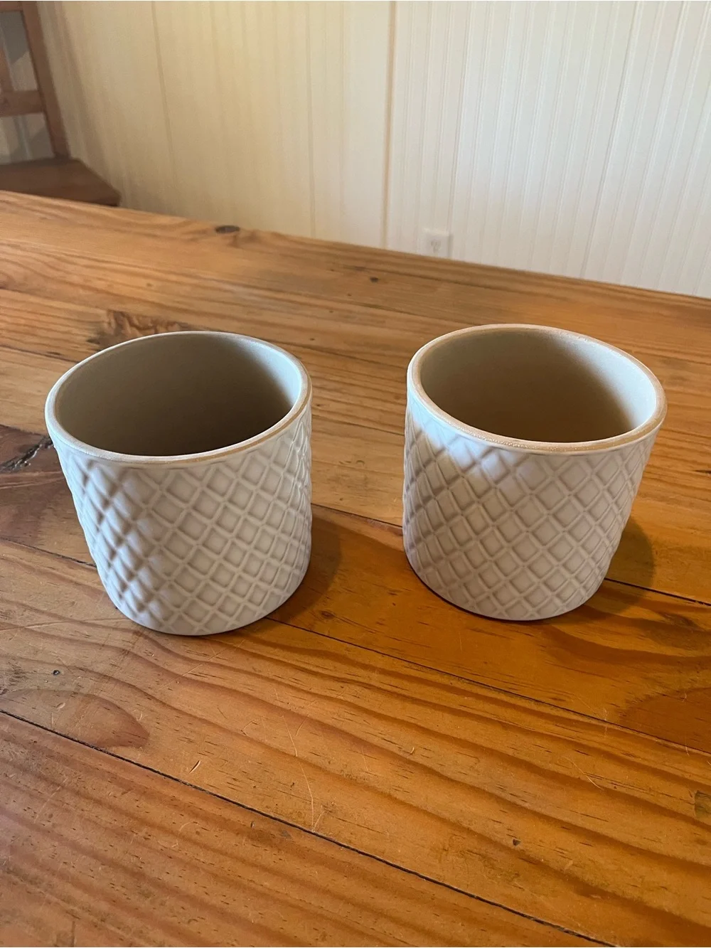 IKEA Chiafron Off White Glazed Clay Pots Set of 2